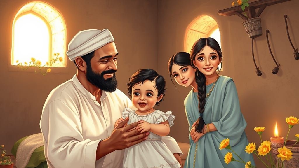 Warm Interior Scene with Family in Digital Art