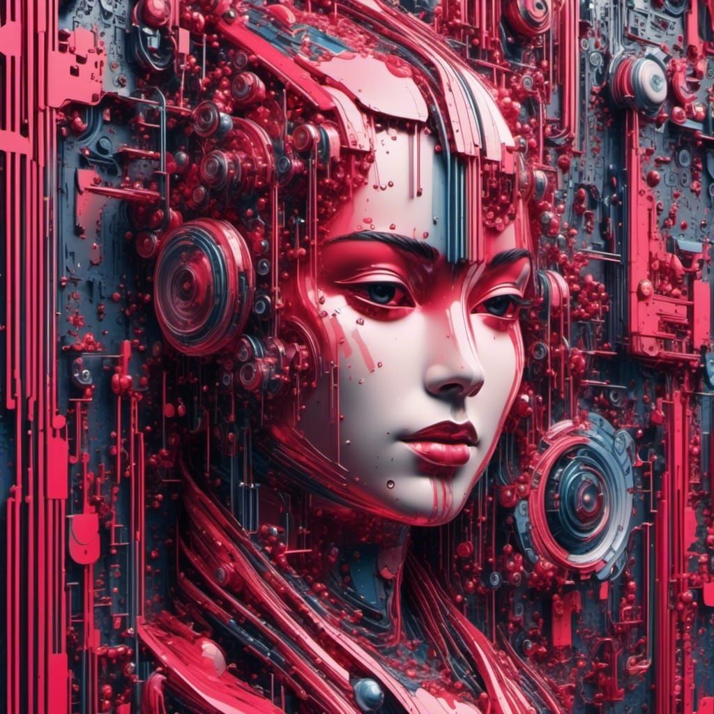 Abstract Glitch Art with Glass Fantasy Elements