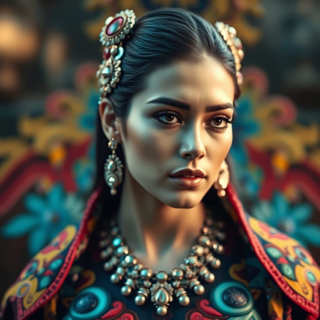 Surrealistic Portrait of a Woman in Futuristic Attire