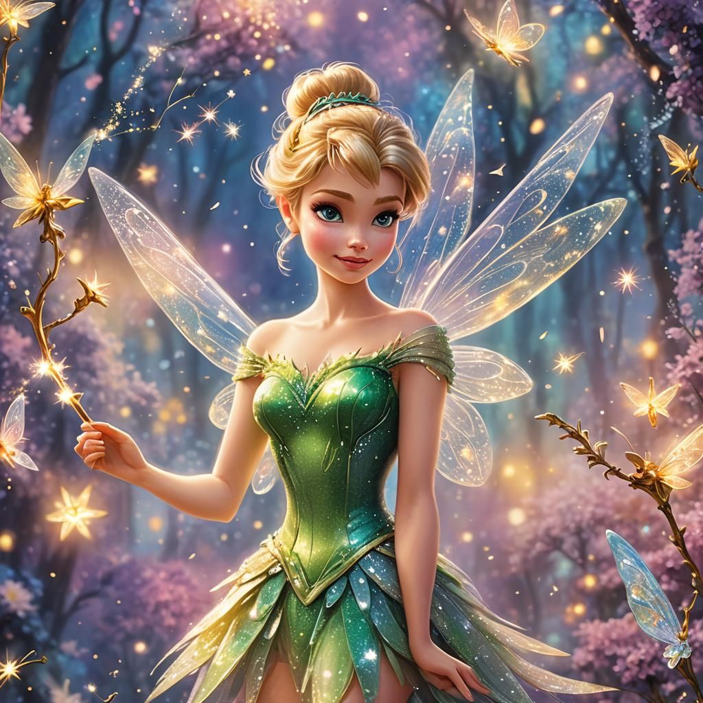 Tinkerbell and Her Wand: Impressionist Concept Art