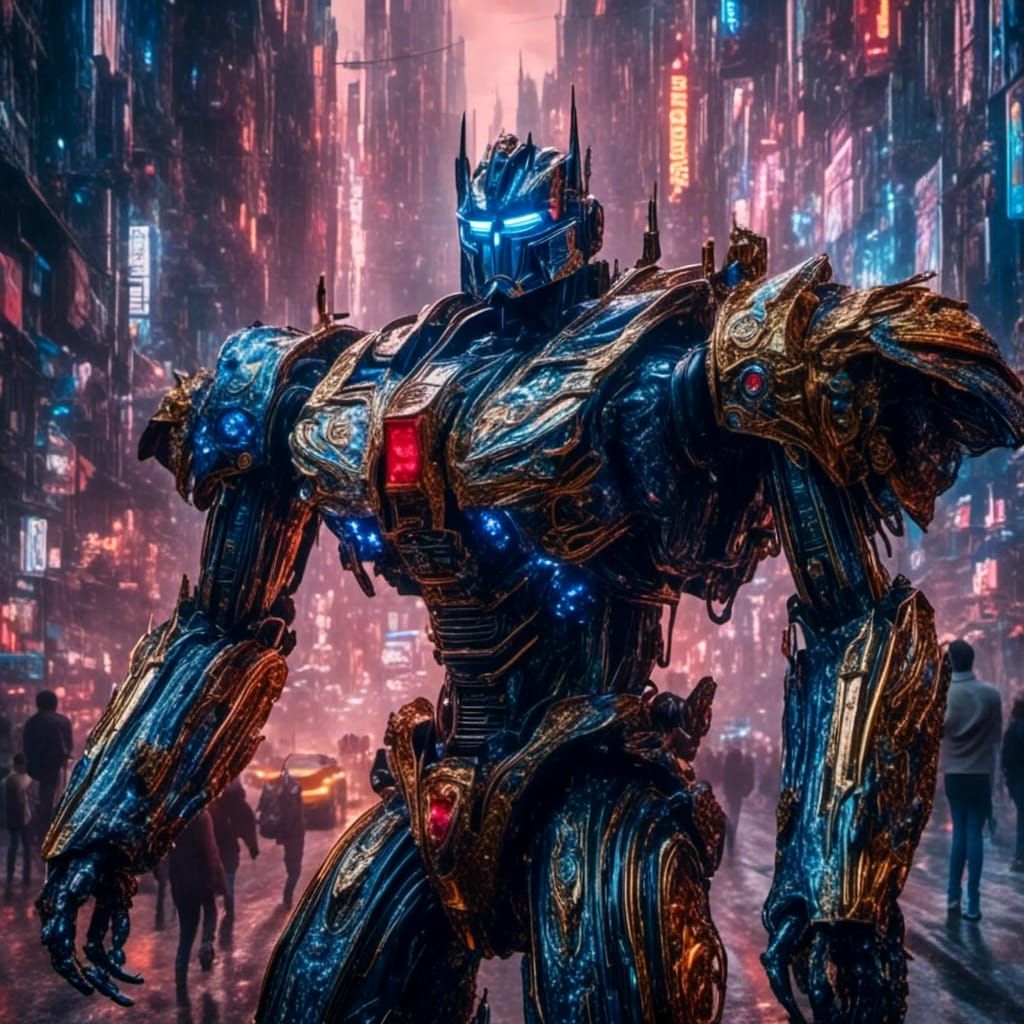 Megatron and Optimus Prime: Cyberpunk Intimate Caress
