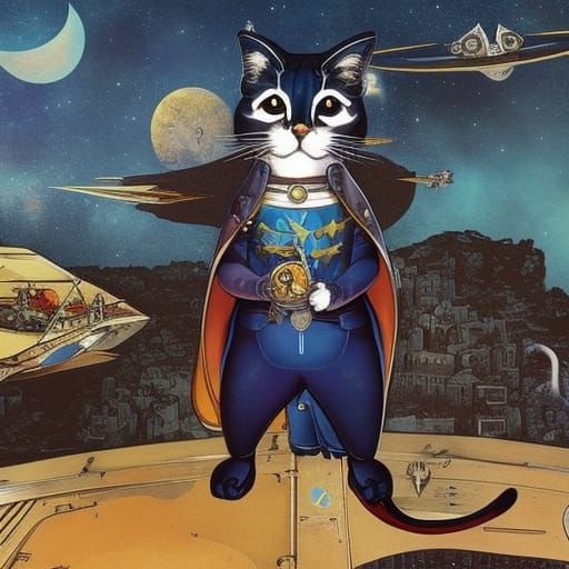 Domestic Cat in Dystopian Biopunk Style