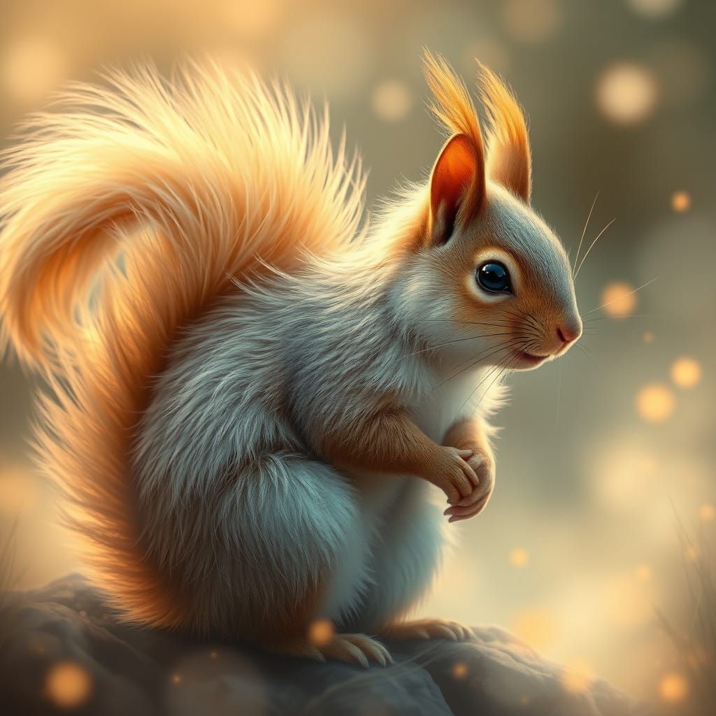 Romantic Fantasy Squirrel in Ethereal Fog