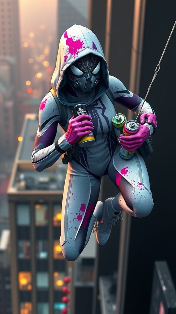 Spider-Woman in Vibrant Urban Jungle