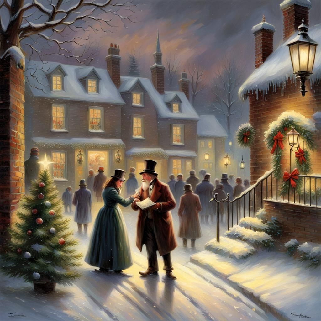 Christmas Carol Scene in Luminist Style