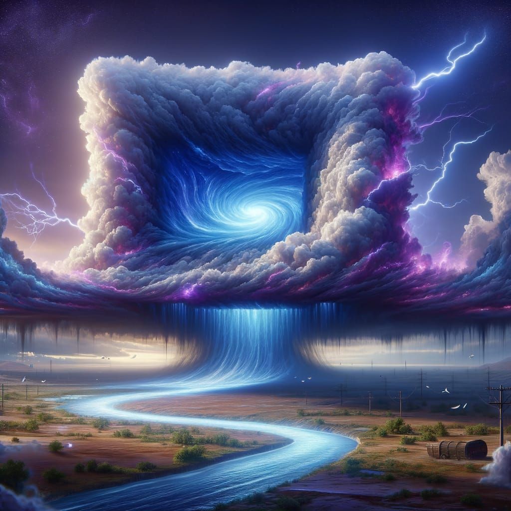 Surreal Storm with Rectangular Cloud Formation