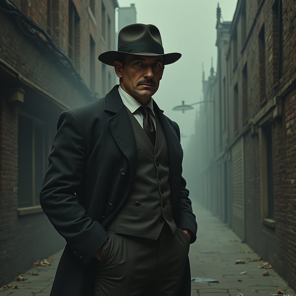 Arthur Shelby in Industrial Birmingham Street Scene