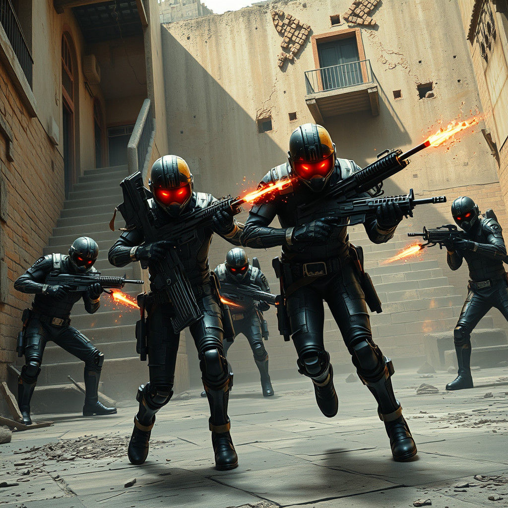 Cyberpunk Twins Clash in Dystopian Battle