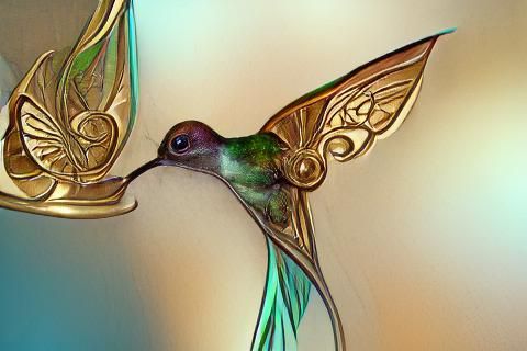 Hummingbird in Art Nouveau Style