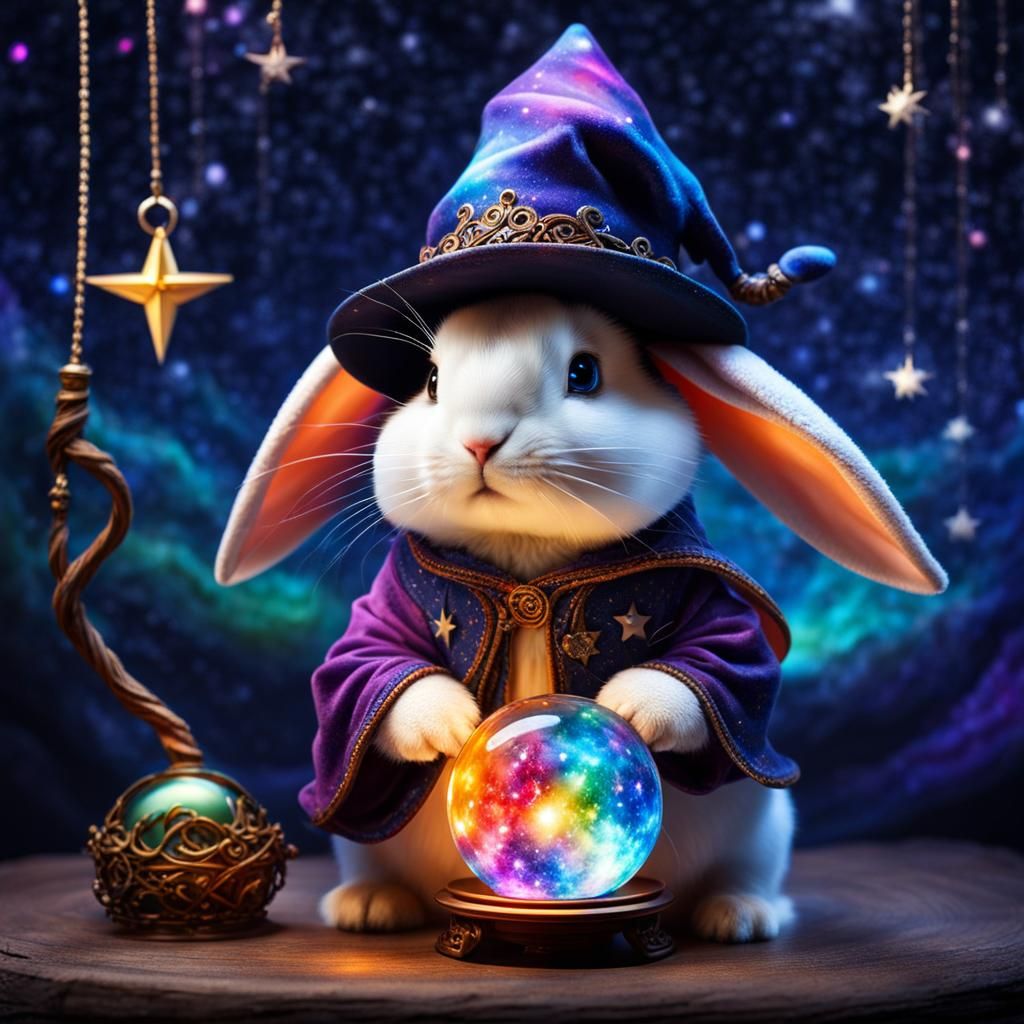 very cute rabbit wizard