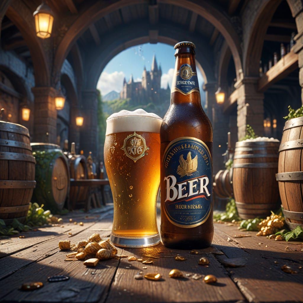 Festive International Beer Day Celebration in Digital Art
