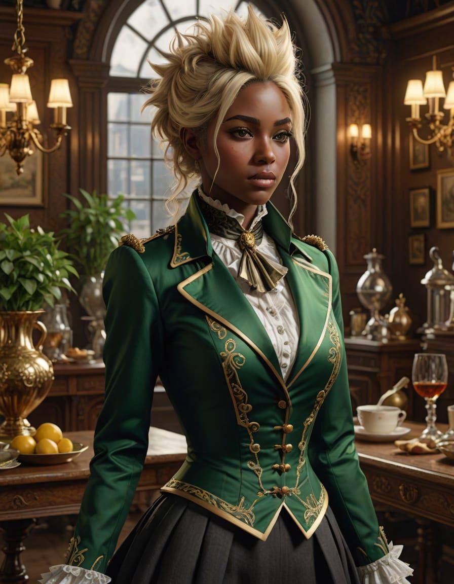 Elegant Victorian Teenage Girl in a Kitchen