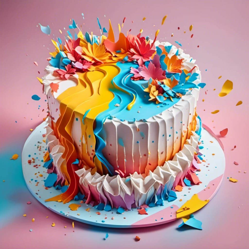 Origami Cake Papercraft in Soft Focus