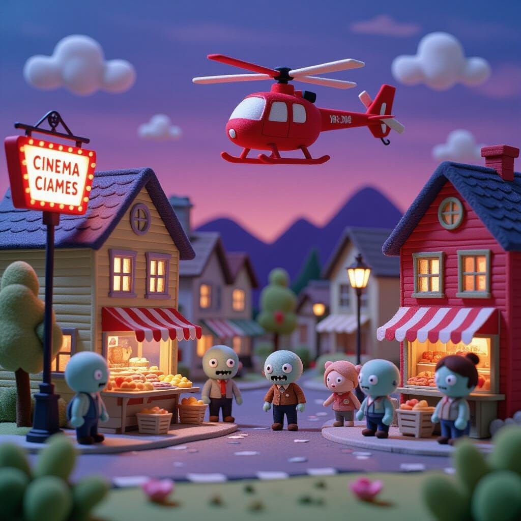 Cozy Zombie Apocalypse in Whimsical 3D Felt Style