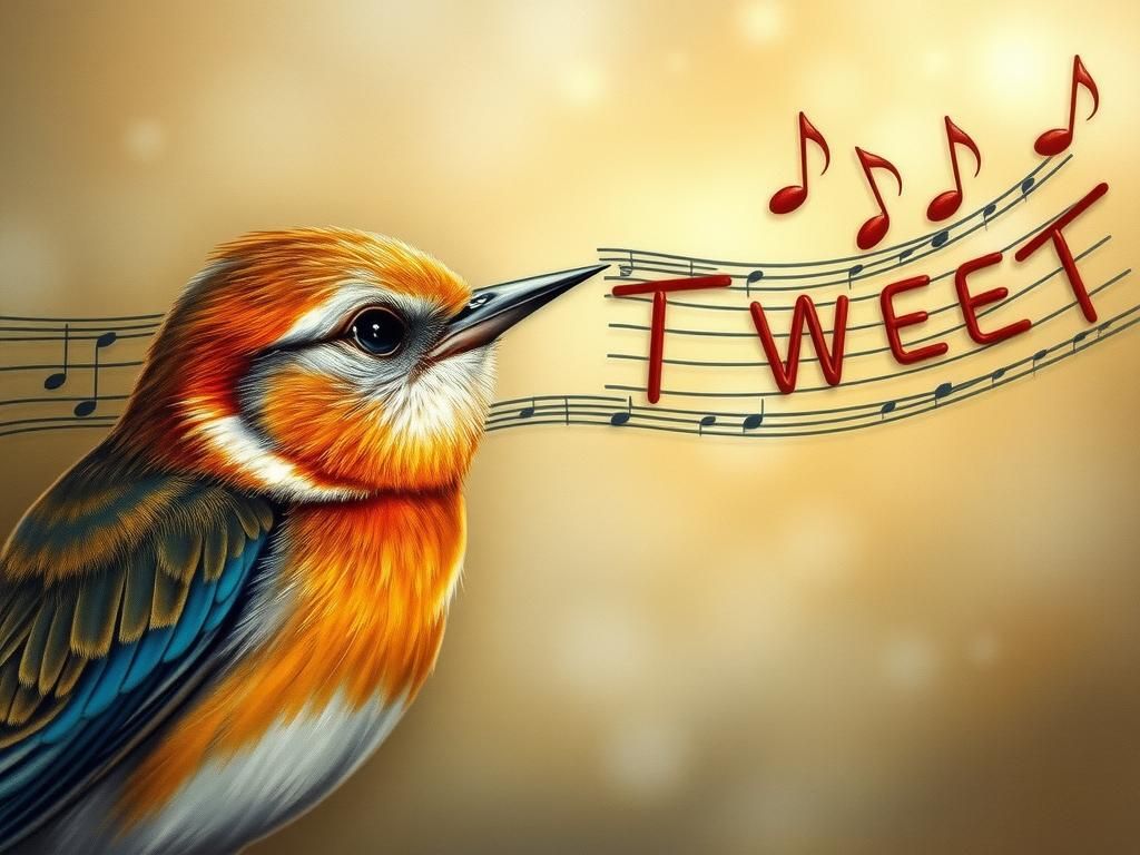 Airbrush Art: Songbird Singing the Word Tweet