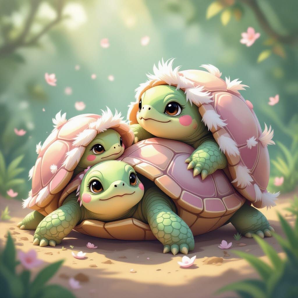 Pastel Velvet Turtles in Dreamy Fantasy Art