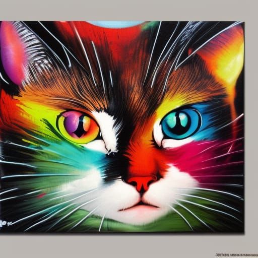 Cats and Fireflies in Graffiti Splash Art