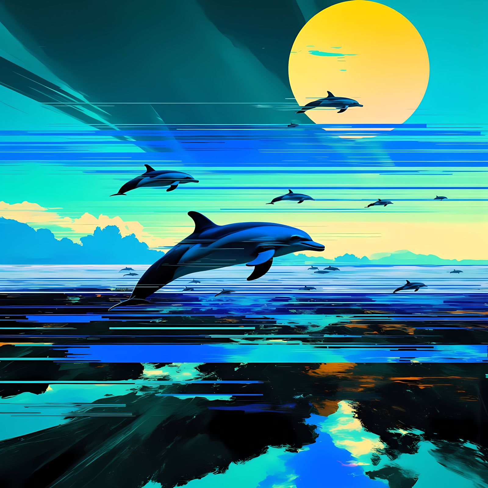 ECCO Dolphin in Digital Art Style