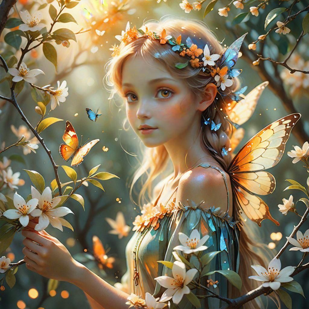 Serene Fairy in Orange Blossom Paradise
