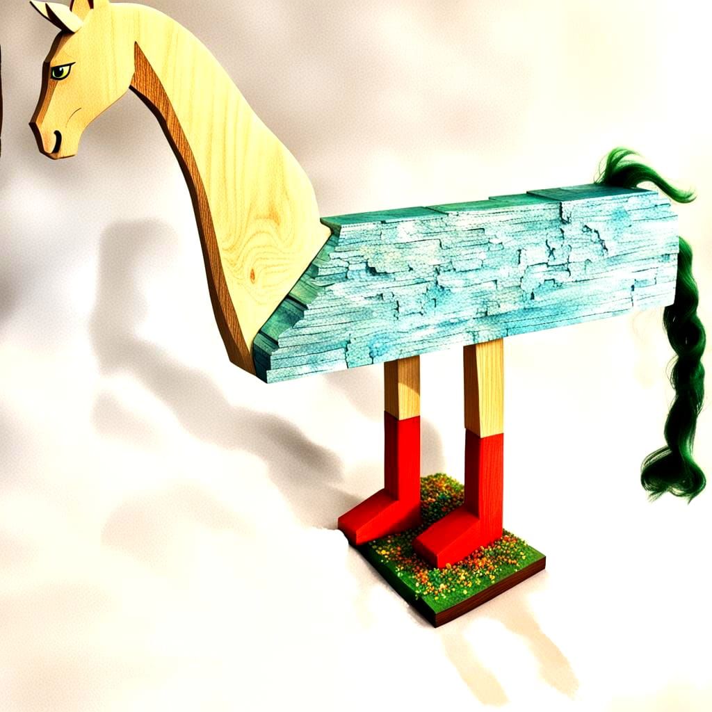 Handcrafted Wooden Toy Horse in DIY Style