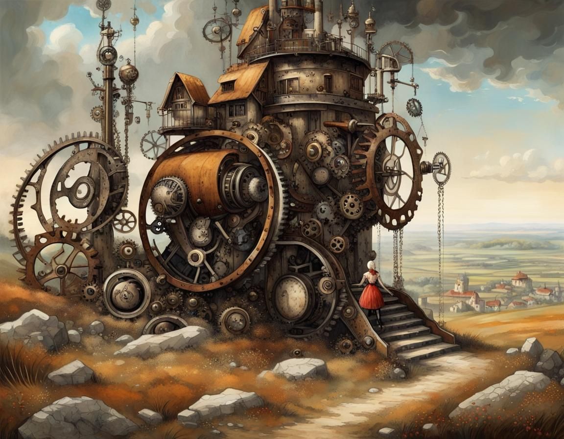 Automaton and Girl in Rocky Fields, Murciano Style