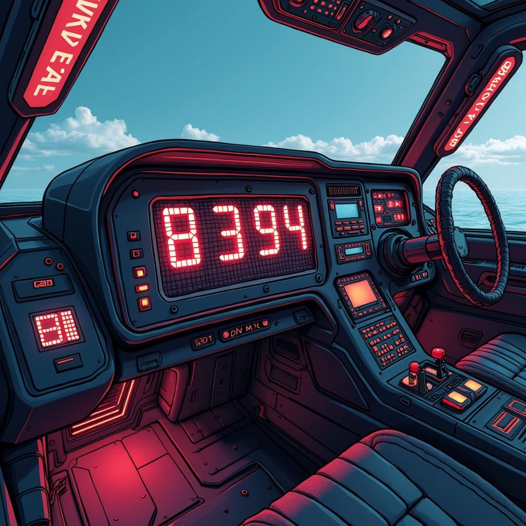 Futuristic 7 Segment Display Dashboard in Neon LED