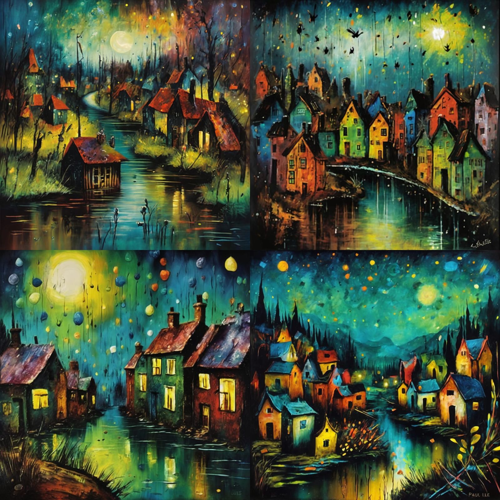 Gaul Village Acrylic Art in Ghibli Style