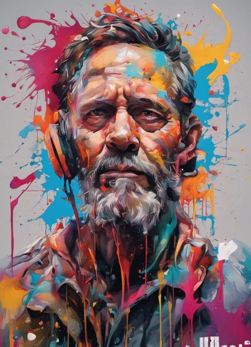 Colorful Poet Dad in Graffiti Splash Art Style