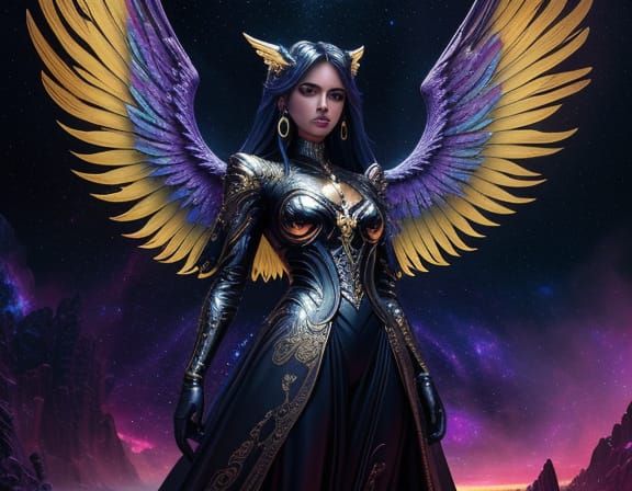 Garish Angel in Cosmic Setting as Hyperrealistic Surrealist ...