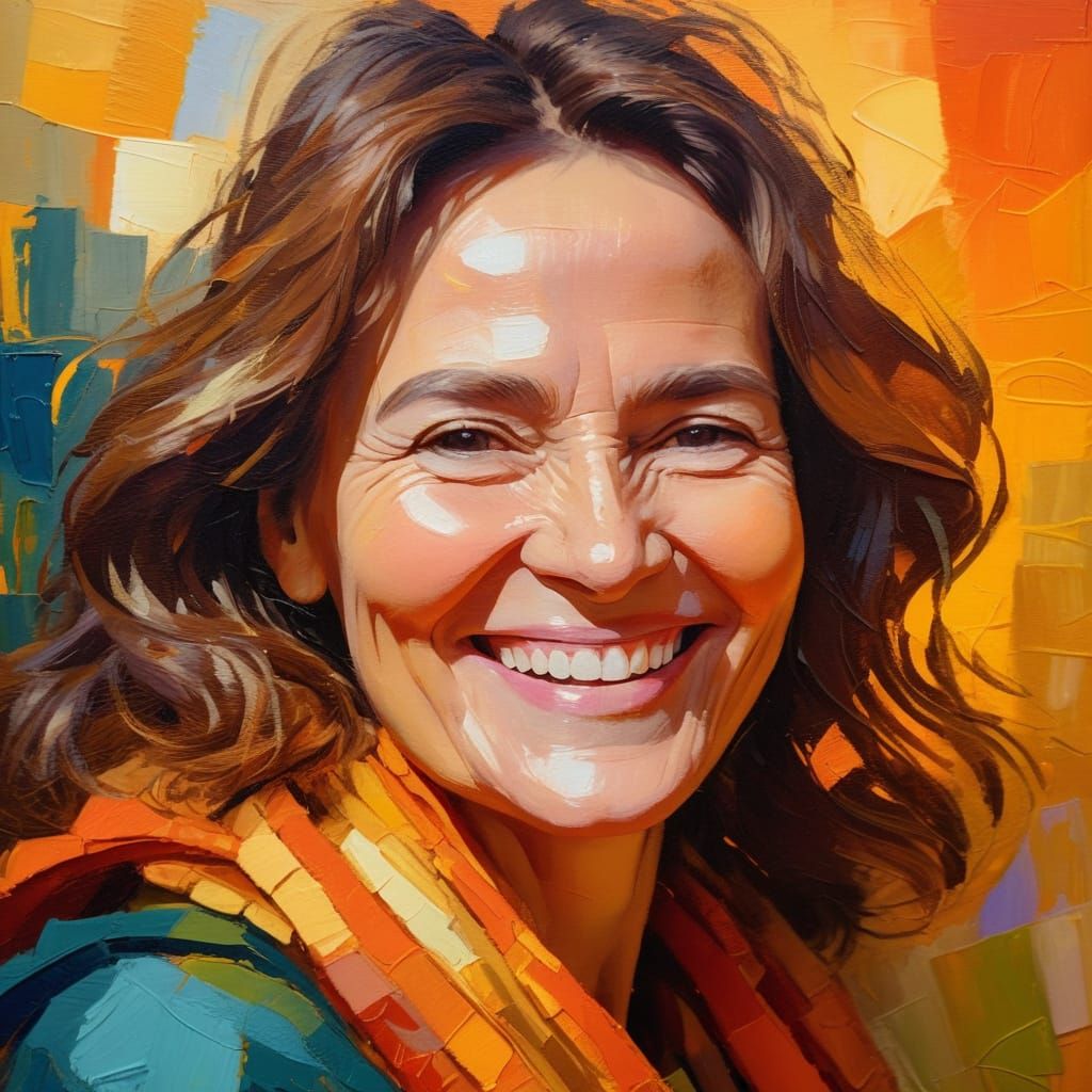 Mother's Emotional Portrait in Expressionist Style