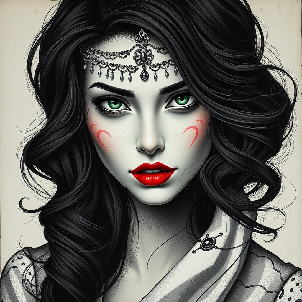 Ethereal Goddess in Mixed Media Art