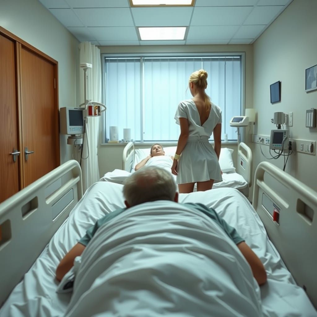Hospital View: Nurse Caring for Patient