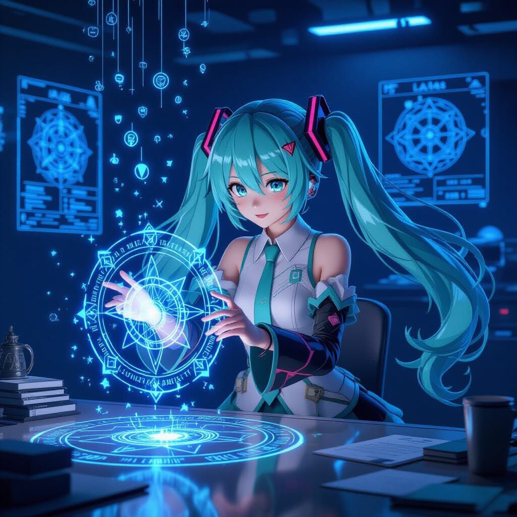 Hatsune Miku Designs Magic Circles in Zero Gravity