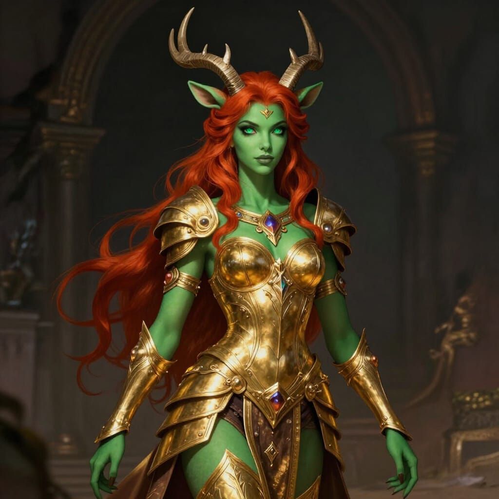 Emerald Faun Warrior in Gold Armor