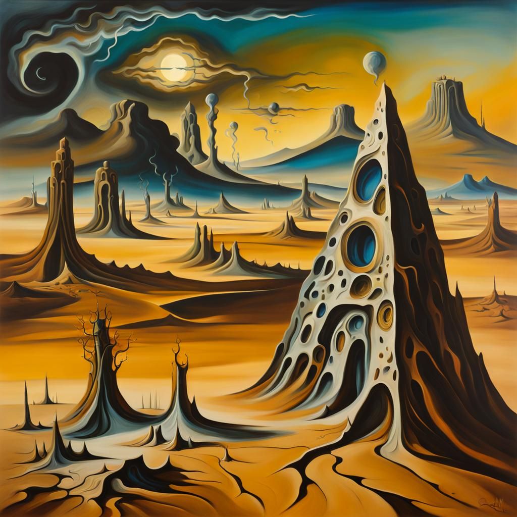 Surreal Apocalypse in Desert Night, Dali Style