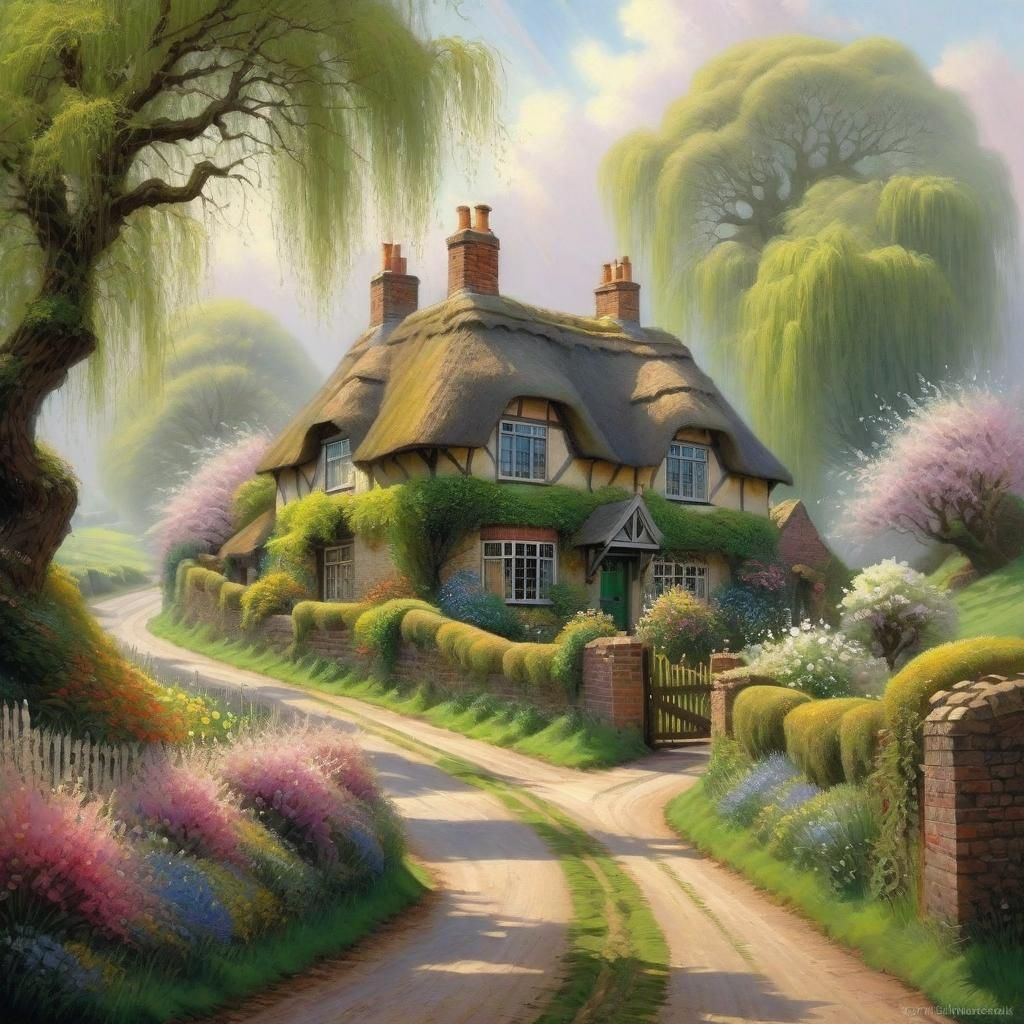 English Country House in Spring, Ethereal Fantasy Style