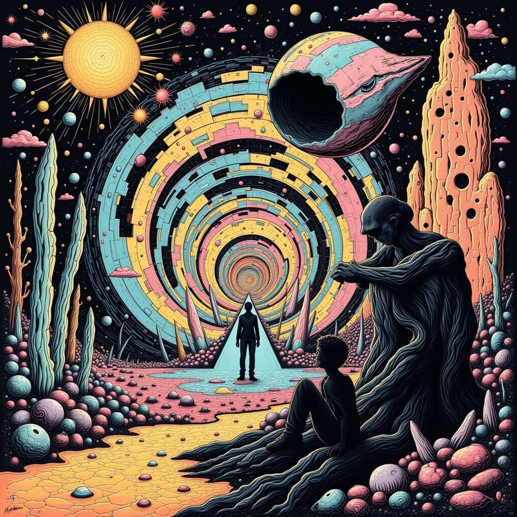 Surreal Dreamscape in Psychedelic Rock-Inspired Cyberpunk St...