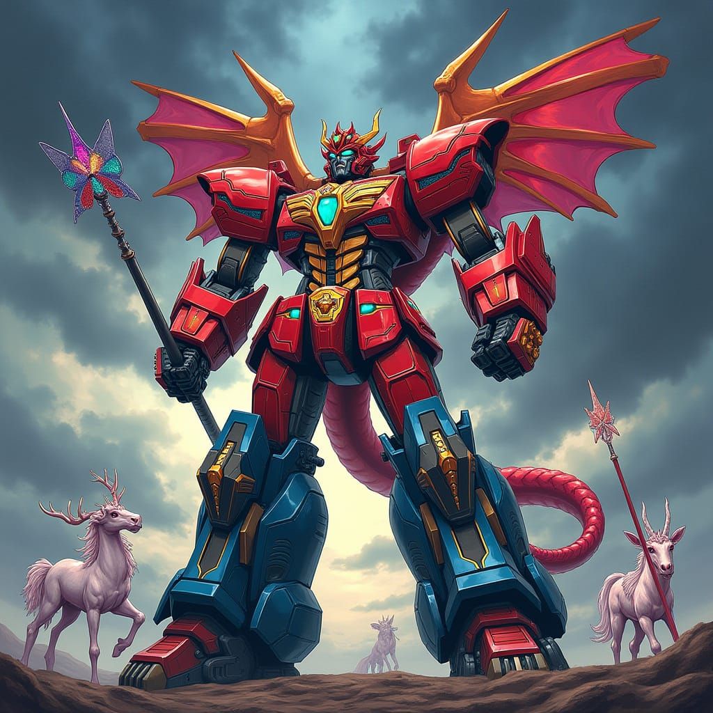 Majestic Cyberpunk Megazord with Mechanical Details