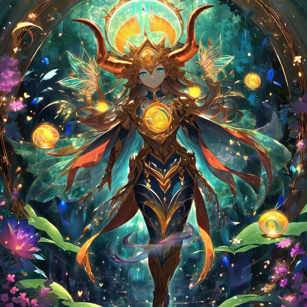 Enchanted Horned Creature in a Dreamlike Realm