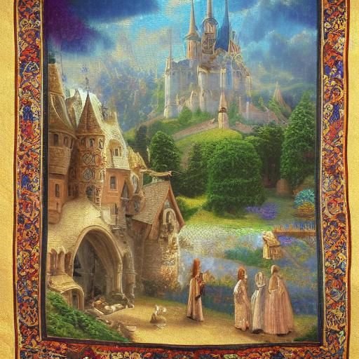 Medieval Tapestry with Unicorn: Fantasy Art