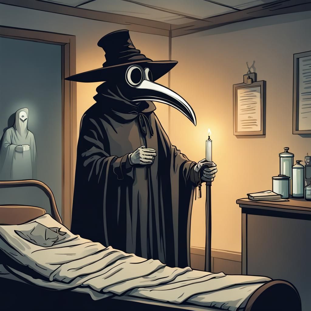 Plague Doctor Contemplates Cure in Hospital