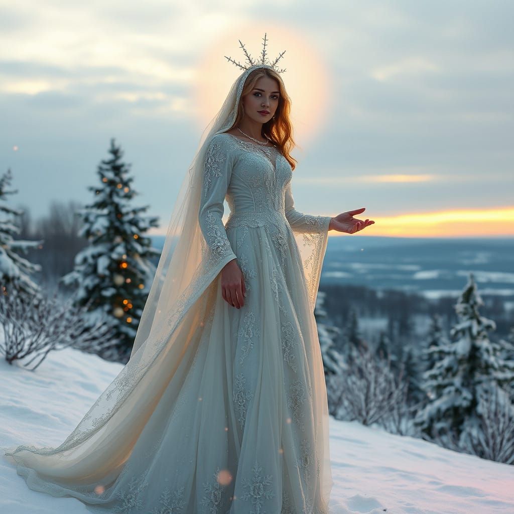 Christmas Goddess in Enchanted Winter Wonderland