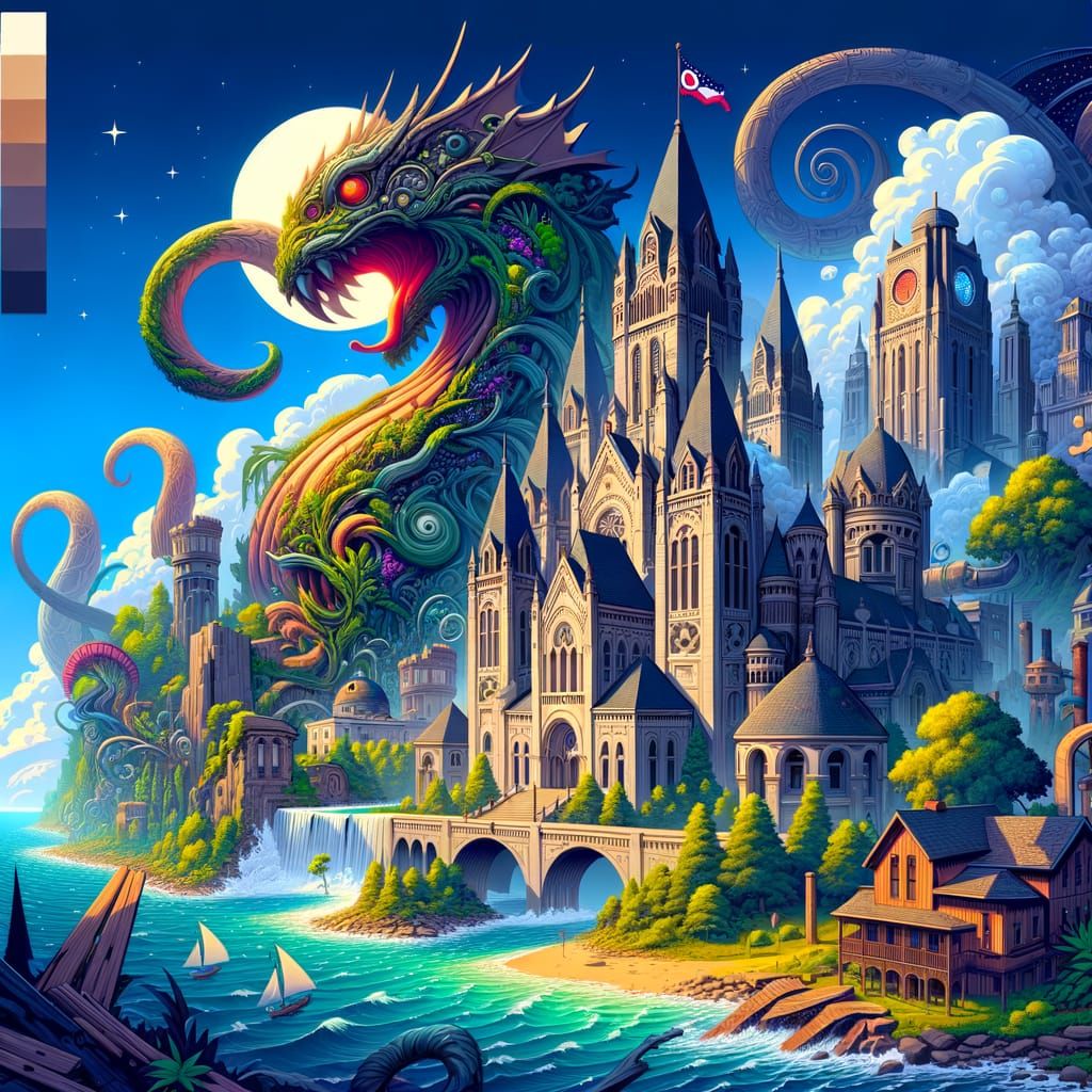 Cartoon Rendition of Ohio as Fantasy Art