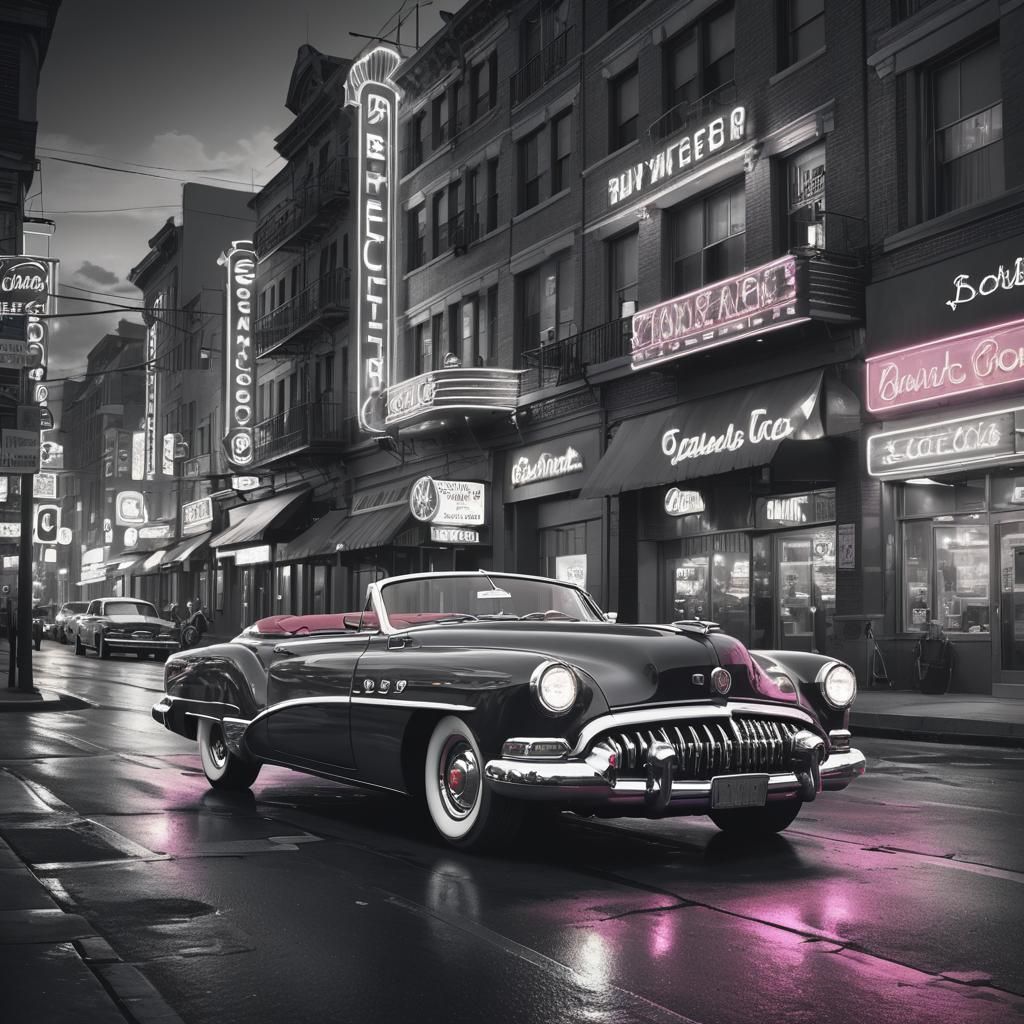 1949 Buick Speedster on Main Street in Synthwave Style