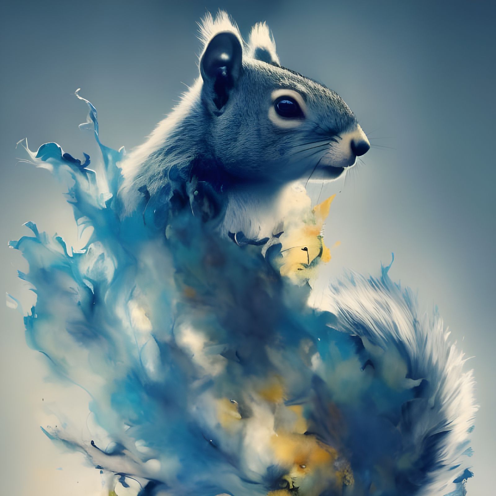 Cool Squirrel Billboard in Inkblot Art Style
