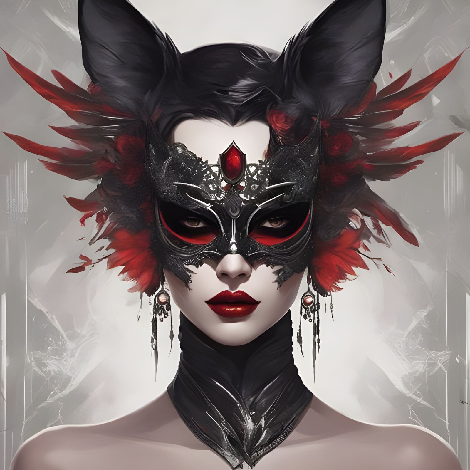 Futuristic Gothic Beauty with Cat Mask