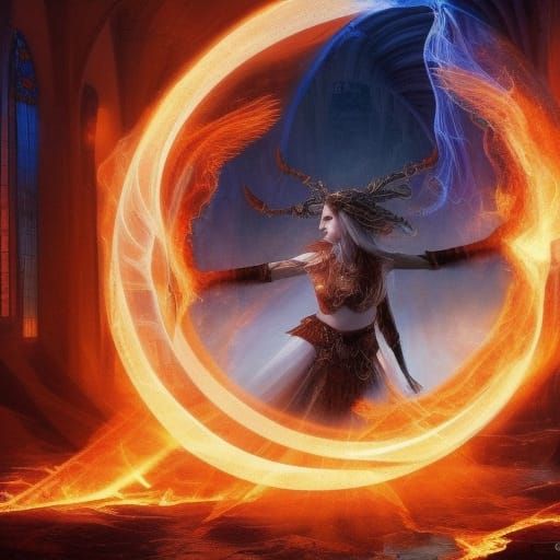 Fire and Ice intertwine Ouroboros magick school of Mages.