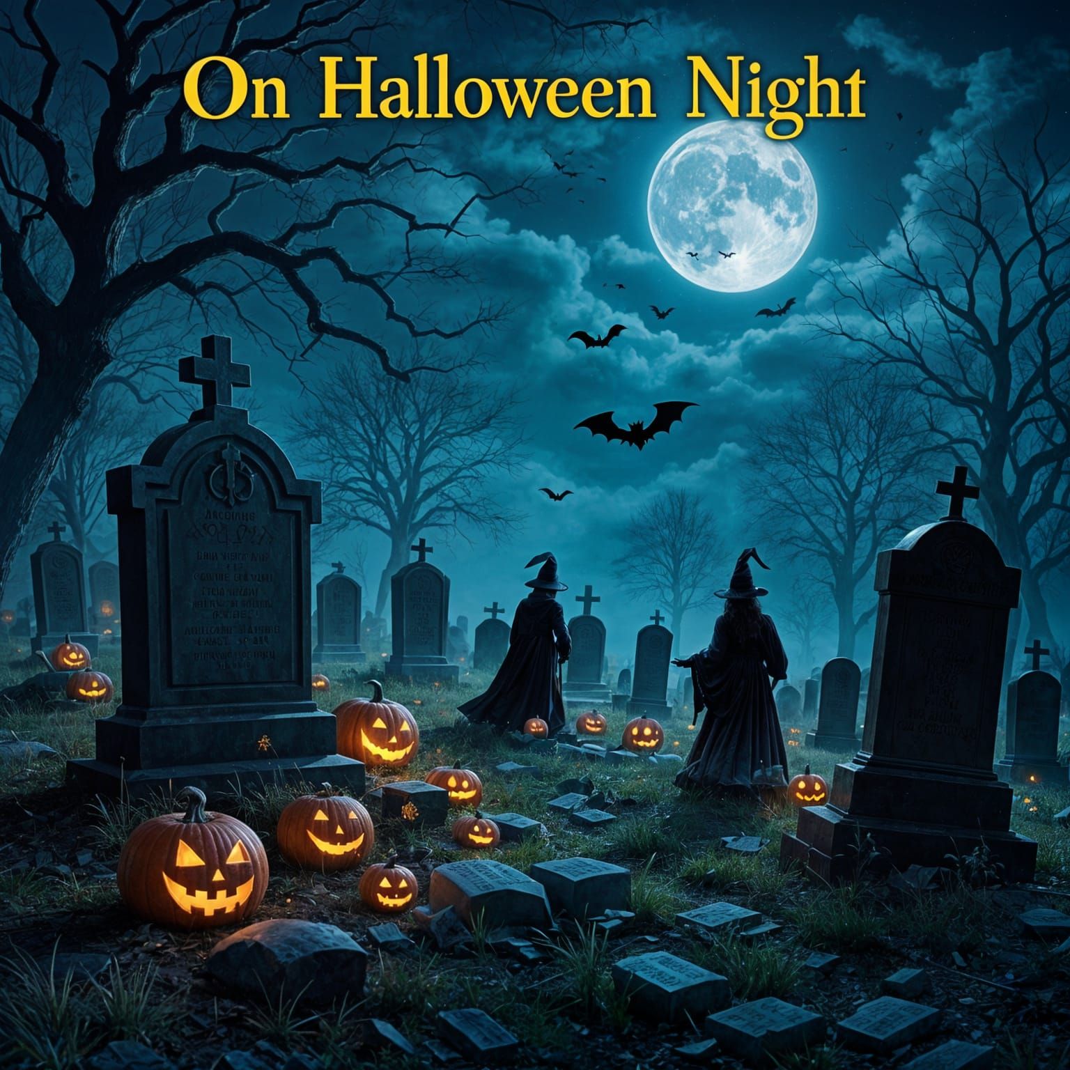 Halloween Graveyard Undead Emerge on Spooky Night