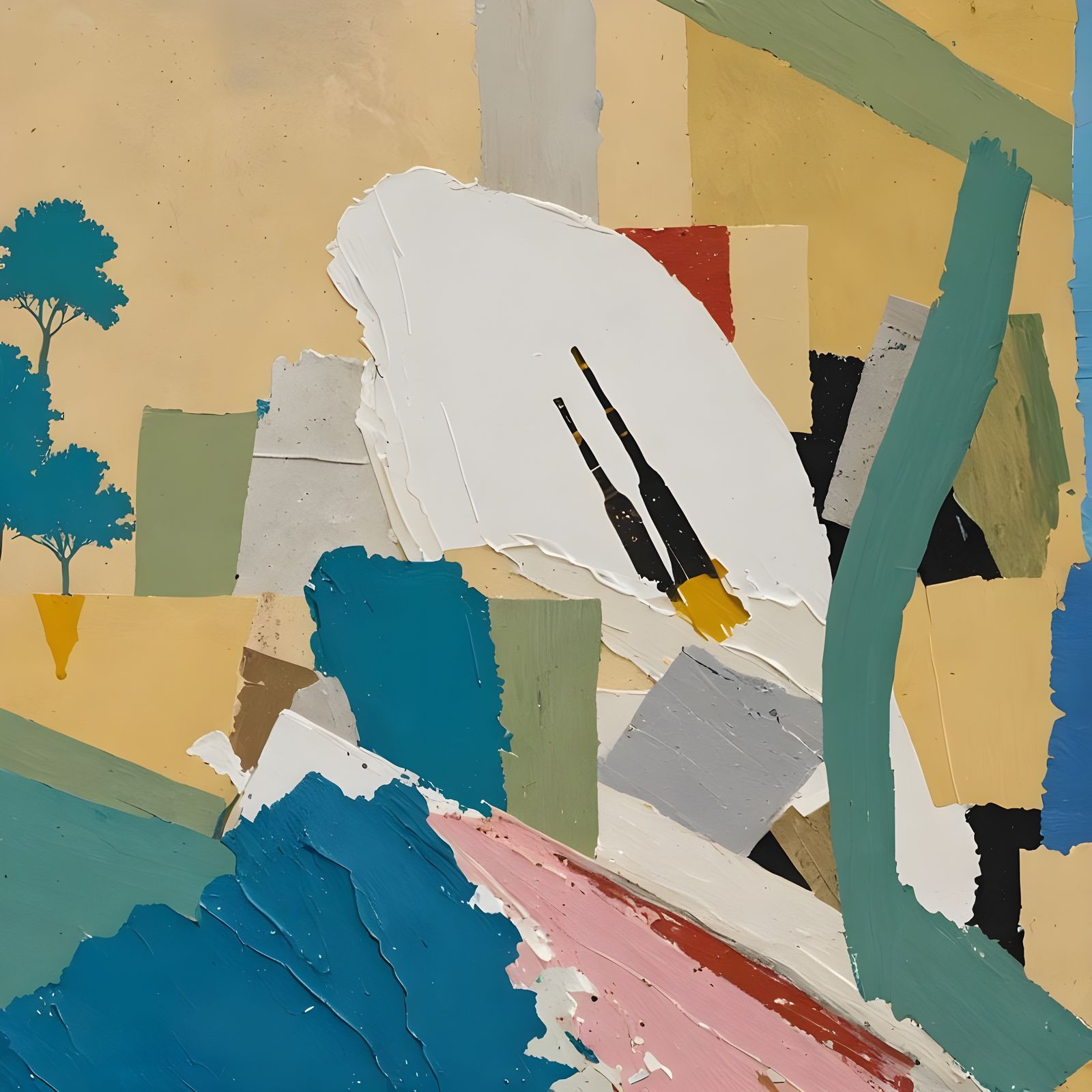 Complex Geometric Landscape Painting with Relief Textures