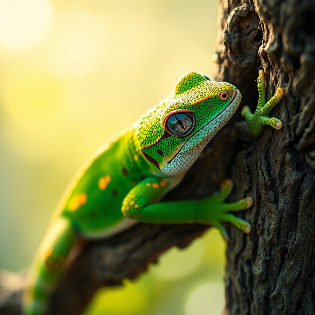 Vibrant Gecko Macro Photograph in Hyper-Realistic Detail